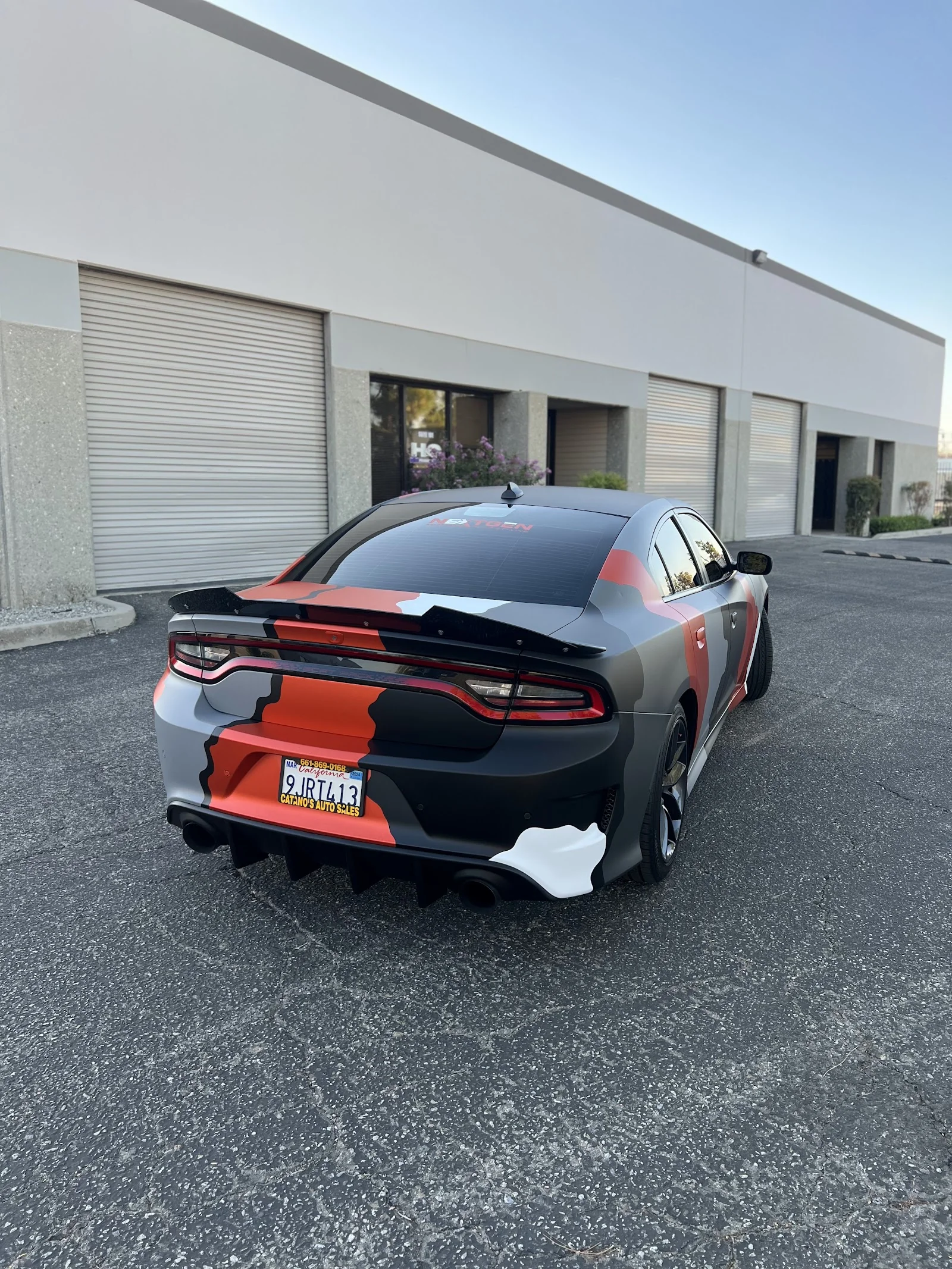 Custom color-block wrap on Dodge Charger by NextGen Autostyling